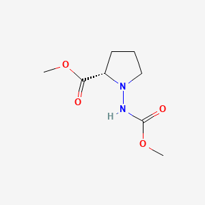 molecular formula C8H14N2O4 B590399 (S)-Methyl 1-((methoxycarbonyl)amino)pyrrolidine-2-carboxylate CAS No. 134920-22-2