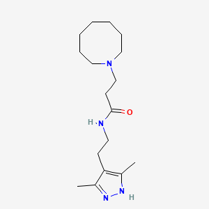 3-azocan-1-yl-N-[2-(3,5-dimethyl-1H-pyrazol-4-yl)ethyl]propanamide