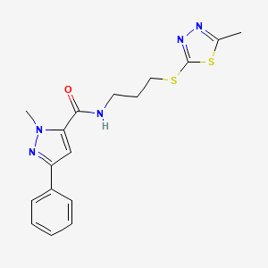 molecular formula C17H19N5OS2 B5904023 1-methyl-N-{3-[(5-methyl-1,3,4-thiadiazol-2-yl)thio]propyl}-3-phenyl-1H-pyrazole-5-carboxamide 
