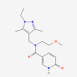 molecular formula C17H24N4O3 B5904040 N-[(1-ethyl-3,5-dimethyl-1H-pyrazol-4-yl)methyl]-N-(2-methoxyethyl)-6-oxo-1,6-dihydropyridine-3-carboxamide 
