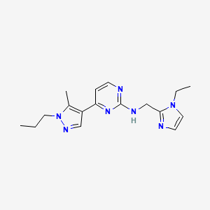 molecular formula C17H23N7 B5904060 N-[(1-ethyl-1H-imidazol-2-yl)methyl]-4-(5-methyl-1-propyl-1H-pyrazol-4-yl)pyrimidin-2-amine 