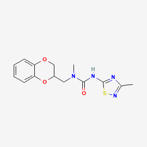 molecular formula C14H16N4O3S B5904071 N-(2,3-dihydro-1,4-benzodioxin-2-ylmethyl)-N-methyl-N'-(3-methyl-1,2,4-thiadiazol-5-yl)urea 