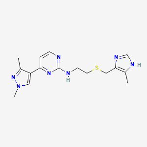 4-(1,3-dimethyl-1H-pyrazol-4-yl)-N-(2-{[(4-methyl-1H-imidazol-5-yl)methyl]thio}ethyl)-2-pyrimidinamine trifluoroacetate