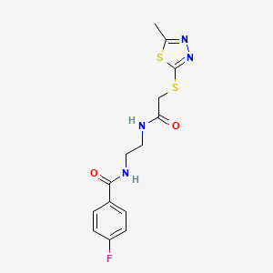 molecular formula C14H15FN4O2S2 B5904109 4-fluoro-N-[2-({[(5-methyl-1,3,4-thiadiazol-2-yl)thio]acetyl}amino)ethyl]benzamide 