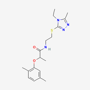 molecular formula C18H26N4O2S B5904126 2-(2,5-dimethylphenoxy)-N-{2-[(4-ethyl-5-methyl-4H-1,2,4-triazol-3-yl)thio]ethyl}propanamide 