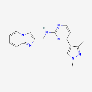 molecular formula C18H19N7 B5904133 4-(1,3-dimethyl-1H-pyrazol-4-yl)-N-[(8-methylimidazo[1,2-a]pyridin-2-yl)methyl]-2-pyrimidinamine trifluoroacetate 