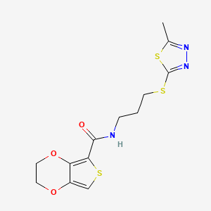 molecular formula C13H15N3O3S3 B5904194 N-{3-[(5-methyl-1,3,4-thiadiazol-2-yl)thio]propyl}-2,3-dihydrothieno[3,4-b][1,4]dioxine-5-carboxamide 