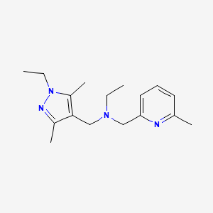 molecular formula C17H26N4 B5904196 N-[(1-ethyl-3,5-dimethyl-1H-pyrazol-4-yl)methyl]-N-[(6-methylpyridin-2-yl)methyl]ethanamine 