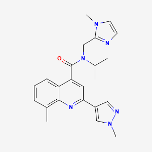 molecular formula C23H26N6O B5904226 N-isopropyl-8-methyl-N-[(1-methyl-1H-imidazol-2-yl)methyl]-2-(1-methyl-1H-pyrazol-4-yl)quinoline-4-carboxamide 