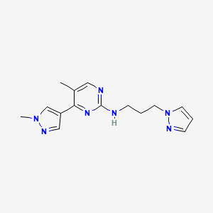 molecular formula C15H19N7 B5904235 5-methyl-4-(1-methyl-1H-pyrazol-4-yl)-N-[3-(1H-pyrazol-1-yl)propyl]pyrimidin-2-amine 