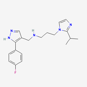 molecular formula C19H24FN5 B5904268 N-{[3-(4-fluorophenyl)-1H-pyrazol-4-yl]methyl}-3-(2-isopropyl-1H-imidazol-1-yl)propan-1-amine 