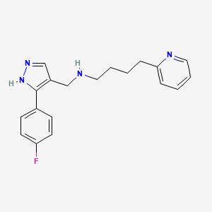 molecular formula C19H21FN4 B5904285 N-{[3-(4-fluorophenyl)-1H-pyrazol-4-yl]methyl}-4-pyridin-2-ylbutan-1-amine 