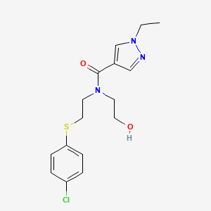 molecular formula C16H20ClN3O2S B5904333 N-{2-[(4-chlorophenyl)thio]ethyl}-1-ethyl-N-(2-hydroxyethyl)-1H-pyrazole-4-carboxamide 