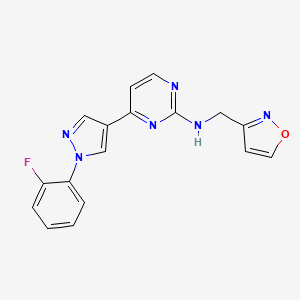molecular formula C17H13FN6O B5904365 4-[1-(2-fluorophenyl)-1H-pyrazol-4-yl]-N-(isoxazol-3-ylmethyl)pyrimidin-2-amine 