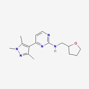 molecular formula C15H21N5O B5904383 N-(tetrahydrofuran-2-ylmethyl)-4-(1,3,5-trimethyl-1H-pyrazol-4-yl)pyrimidin-2-amine 