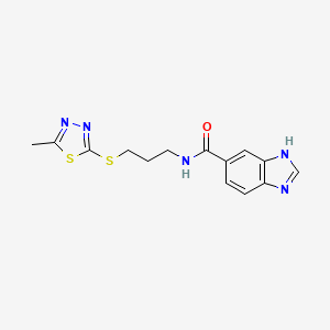 molecular formula C14H15N5OS2 B5904398 N-{3-[(5-methyl-1,3,4-thiadiazol-2-yl)thio]propyl}-1H-benzimidazole-5-carboxamide 