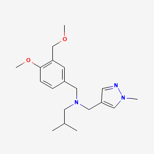 molecular formula C19H29N3O2 B5904429 N-[4-methoxy-3-(methoxymethyl)benzyl]-2-methyl-N-[(1-methyl-1H-pyrazol-4-yl)methyl]propan-1-amine 
