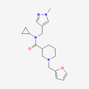 molecular formula C19H26N4O2 B5904442 N-cyclopropyl-1-(2-furylmethyl)-N-[(1-methyl-1H-pyrazol-4-yl)methyl]piperidine-3-carboxamide 