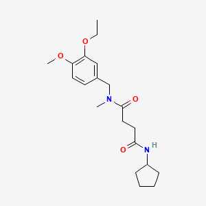 molecular formula C20H30N2O4 B5904500 N'-cyclopentyl-N-(3-ethoxy-4-methoxybenzyl)-N-methylsuccinamide 