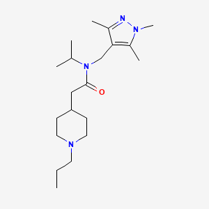 molecular formula C20H36N4O B5904543 N-isopropyl-2-(1-propylpiperidin-4-yl)-N-[(1,3,5-trimethyl-1H-pyrazol-4-yl)methyl]acetamide 