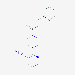molecular formula C17H23N5O2 B5904547 2-{4-[3-(1,2-oxazinan-2-yl)propanoyl]piperazin-1-yl}nicotinonitrile 