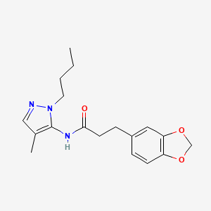 molecular formula C18H23N3O3 B5904578 3-(1,3-benzodioxol-5-yl)-N-(1-butyl-4-methyl-1H-pyrazol-5-yl)propanamide 