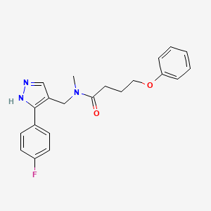 molecular formula C21H22FN3O2 B5904592 N-{[5-(4-fluorophenyl)-1H-pyrazol-4-yl]methyl}-N-methyl-4-phenoxybutanamide 