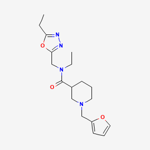 molecular formula C18H26N4O3 B5904600 N-ethyl-N-[(5-ethyl-1,3,4-oxadiazol-2-yl)methyl]-1-(2-furylmethyl)piperidine-3-carboxamide 