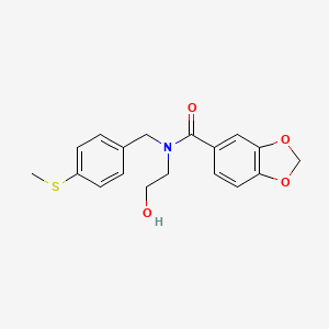 molecular formula C18H19NO4S B5904642 N-(2-hydroxyethyl)-N-[4-(methylthio)benzyl]-1,3-benzodioxole-5-carboxamide 