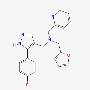 1-[3-(4-fluorophenyl)-1H-pyrazol-4-yl]-N-(2-furylmethyl)-N-(pyridin-2-ylmethyl)methanamine