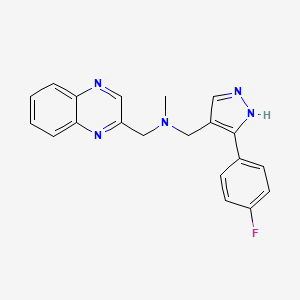 molecular formula C20H18FN5 B5904736 1-[3-(4-fluorophenyl)-1H-pyrazol-4-yl]-N-methyl-N-(quinoxalin-2-ylmethyl)methanamine 