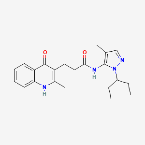 molecular formula C22H28N4O2 B5904752 N-[1-(1-ethylpropyl)-4-methyl-1H-pyrazol-5-yl]-3-(4-hydroxy-2-methylquinolin-3-yl)propanamide 