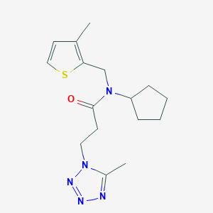 molecular formula C16H23N5OS B5904854 N-cyclopentyl-3-(5-methyl-1H-tetrazol-1-yl)-N-[(3-methyl-2-thienyl)methyl]propanamide 