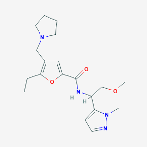 5-ethyl-N-[2-methoxy-1-(1-methyl-1H-pyrazol-5-yl)ethyl]-4-(pyrrolidin-1-ylmethyl)-2-furamide