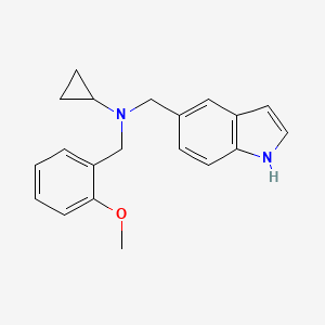 molecular formula C20H22N2O B5904890 N-(1H-indol-5-ylmethyl)-N-(2-methoxybenzyl)cyclopropanamine 