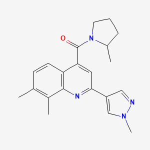 molecular formula C21H24N4O B5904906 7,8-dimethyl-2-(1-methyl-1H-pyrazol-4-yl)-4-[(2-methylpyrrolidin-1-yl)carbonyl]quinoline 