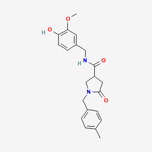 molecular formula C21H24N2O4 B5904930 N-(4-hydroxy-3-methoxybenzyl)-1-(4-methylbenzyl)-5-oxopyrrolidine-3-carboxamide 