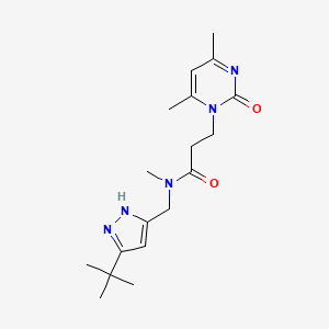 molecular formula C18H27N5O2 B5904934 N-[(3-tert-butyl-1H-pyrazol-5-yl)methyl]-3-(4,6-dimethyl-2-oxopyrimidin-1(2H)-yl)-N-methylpropanamide 