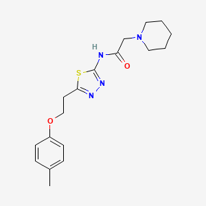 molecular formula C18H24N4O2S B5904956 N-{5-[2-(4-methylphenoxy)ethyl]-1,3,4-thiadiazol-2-yl}-2-piperidin-1-ylacetamide 