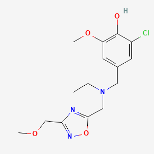 molecular formula C15H20ClN3O4 B5904960 2-chloro-4-[(ethyl{[3-(methoxymethyl)-1,2,4-oxadiazol-5-yl]methyl}amino)methyl]-6-methoxyphenol 