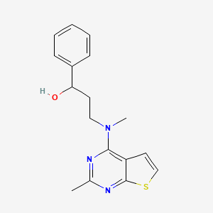 molecular formula C17H19N3OS B5904981 3-[methyl(2-methylthieno[2,3-d]pyrimidin-4-yl)amino]-1-phenylpropan-1-ol 