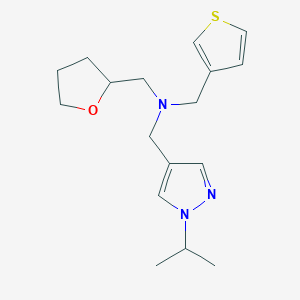 molecular formula C17H25N3OS B5905013 1-(1-isopropyl-1H-pyrazol-4-yl)-N-(tetrahydrofuran-2-ylmethyl)-N-(3-thienylmethyl)methanamine 