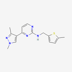 molecular formula C15H17N5S B5905077 4-(1,3-dimethyl-1H-pyrazol-4-yl)-N-[(5-methyl-2-thienyl)methyl]pyrimidin-2-amine 