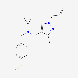 molecular formula C19H25N3S B5905102 N-[(1-allyl-3-methyl-1H-pyrazol-4-yl)methyl]-N-[4-(methylthio)benzyl]cyclopropanamine 