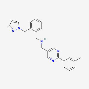 molecular formula C23H23N5 B5905140 1-[2-(3-methylphenyl)pyrimidin-5-yl]-N-[2-(1H-pyrazol-1-ylmethyl)benzyl]methanamine 