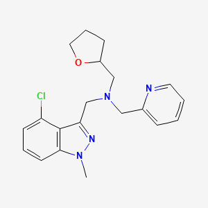 molecular formula C20H23ClN4O B5905193 1-(4-chloro-1-methyl-1H-indazol-3-yl)-N-(pyridin-2-ylmethyl)-N-(tetrahydrofuran-2-ylmethyl)methanamine 