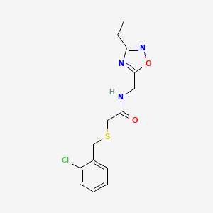 molecular formula C14H16ClN3O2S B5905243 2-[(2-chlorobenzyl)thio]-N-[(3-ethyl-1,2,4-oxadiazol-5-yl)methyl]acetamide 