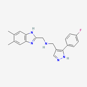 molecular formula C20H20FN5 B5905244 1-(5,6-dimethyl-1H-benzimidazol-2-yl)-N-{[3-(4-fluorophenyl)-1H-pyrazol-4-yl]methyl}methanamine 