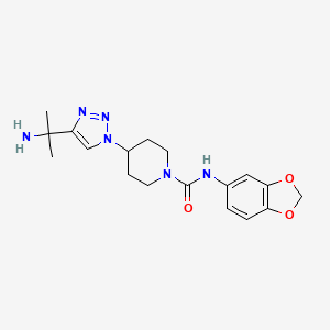 molecular formula C18H24N6O3 B5905270 4-[4-(1-amino-1-methylethyl)-1H-1,2,3-triazol-1-yl]-N-1,3-benzodioxol-5-ylpiperidine-1-carboxamide 