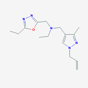 molecular formula C15H23N5O B5905294 N-[(1-allyl-3-methyl-1H-pyrazol-4-yl)methyl]-N-[(5-ethyl-1,3,4-oxadiazol-2-yl)methyl]ethanamine 